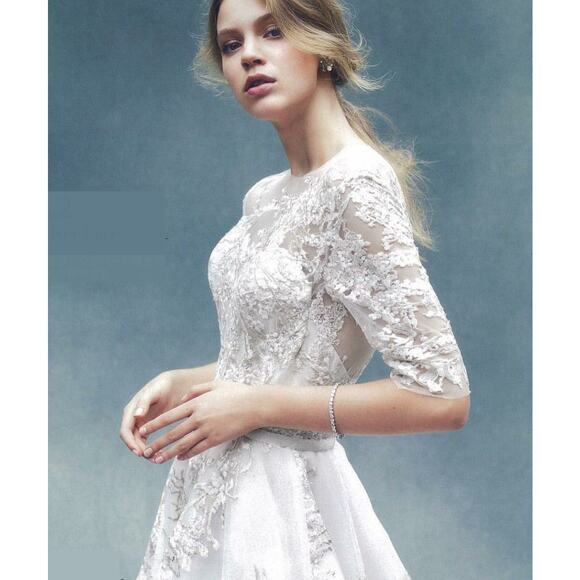 ISABELLE ARMSTRONG Charlotte Sheer Sleeves Ballgown Wedding Dress Bridal Gown 10 - Picture 1 of 11